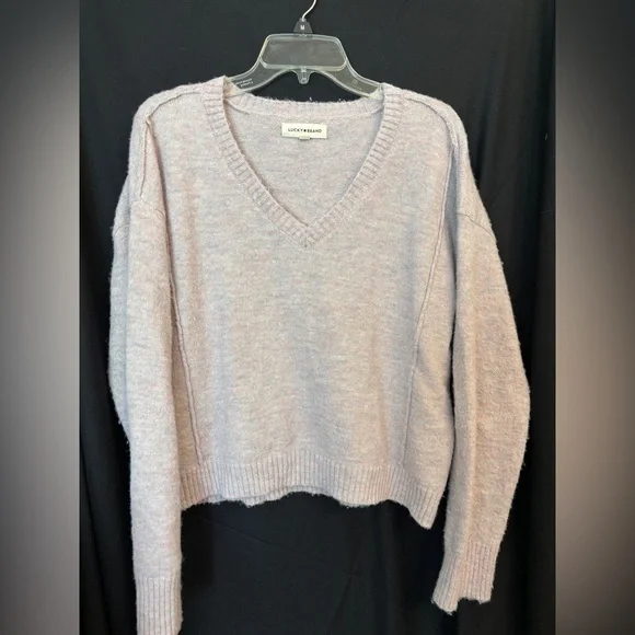 Lucky Brand Women's Light Purple and Sparkle V-Neck Sweater Women’s Size M - Picture 1 of 7